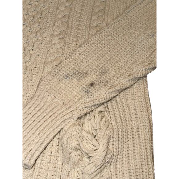 J.Crew Sweater S Ivory Cable Knit Fisherman Chunky Wool Cotton Coastal Chic - Picture 5 of 12